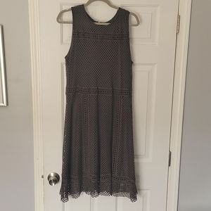 Fit and flare olive green eyelet dress